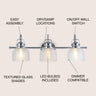 Virginia 3-Light Metal/Glass LED Vanity Light
