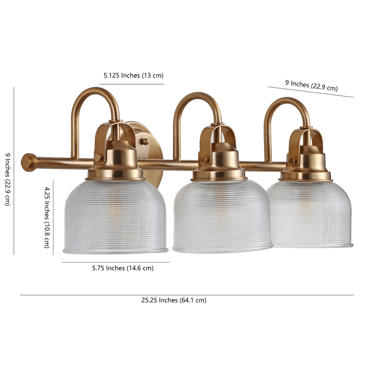 Virginia 3-Light Metal/Glass LED Vanity Light