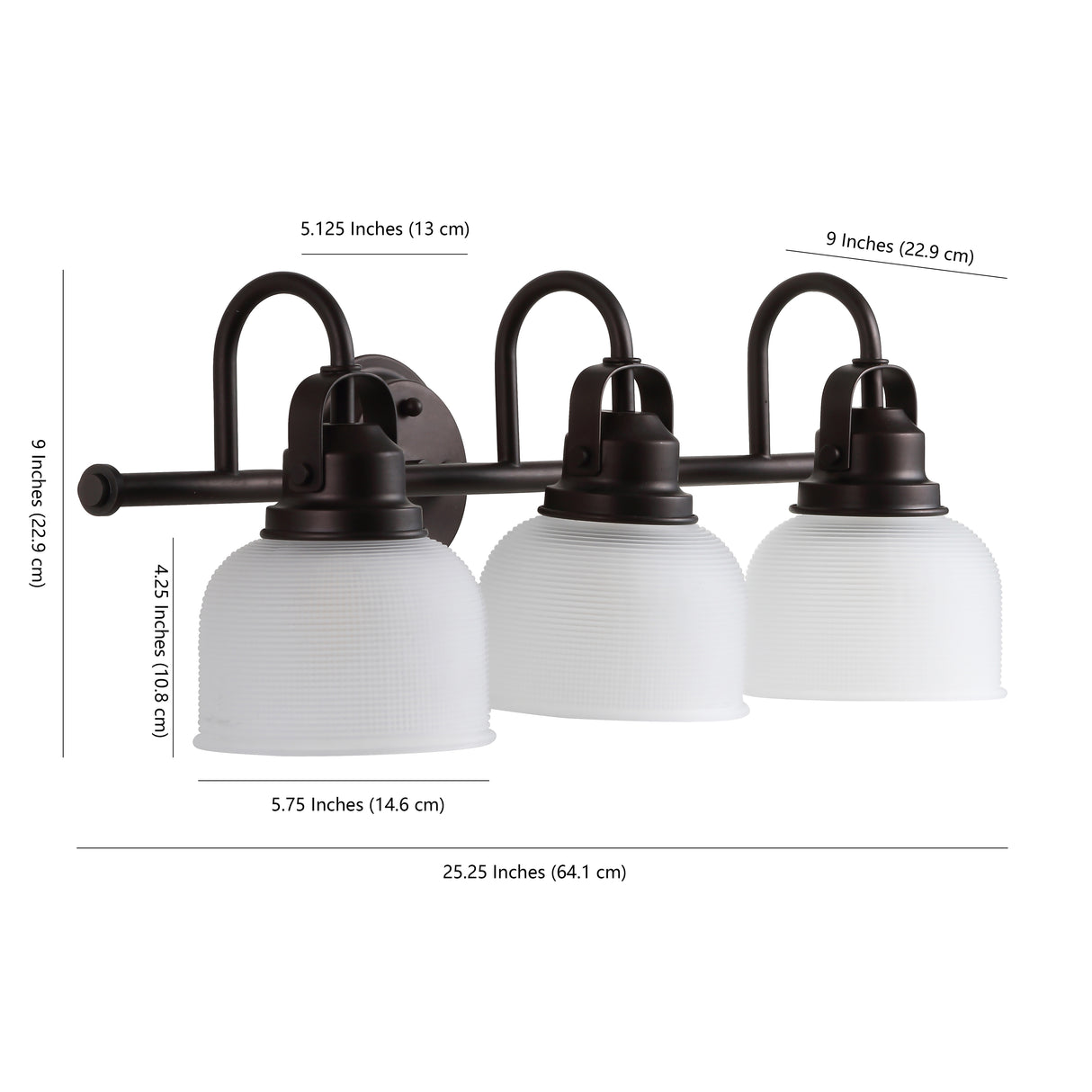 Virginia 3-Light Metal/Glass LED Vanity Light