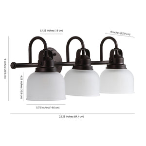 Virginia 3-Light Metal/Glass LED Vanity Light