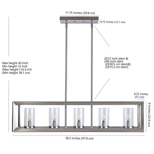 Anna Linear 5-light Metal/Glass LED Pendant