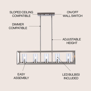 Anna Linear 5-light Metal/Glass LED Pendant