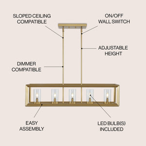 Anna Linear 5-light Metal/Glass LED Pendant