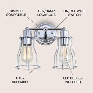 Evelyn 2-light Metal Vanity Light