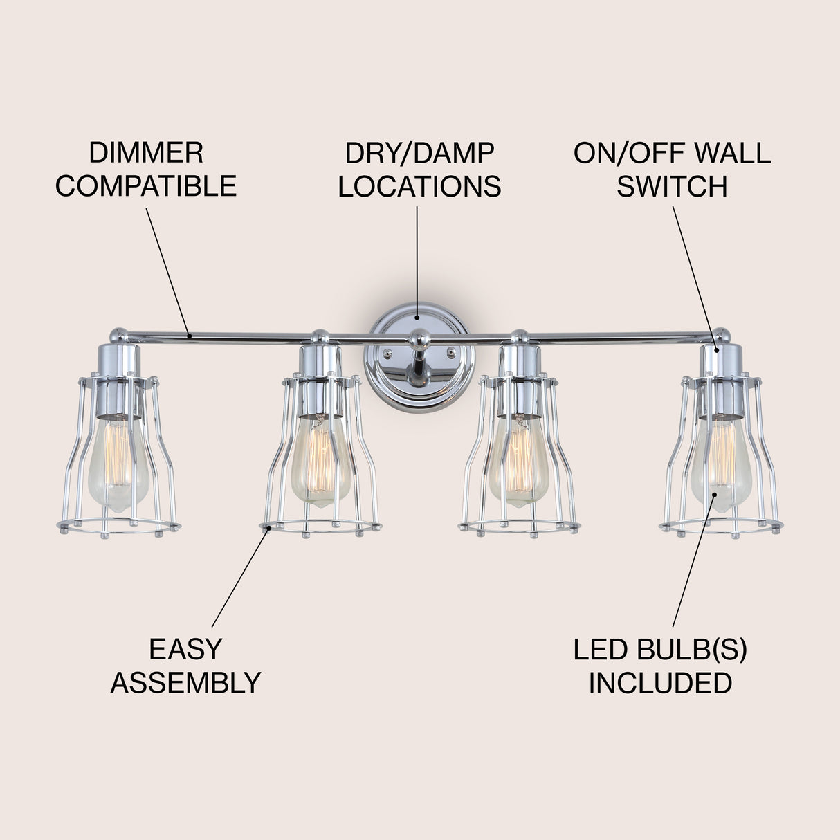 Evelyn 4-light Metal Vanity Light
