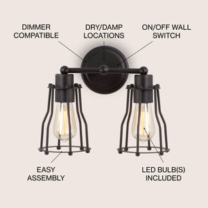 Florence 2-light Metal Vanity Light