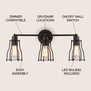 Florence 3-light Metal Vanity Light