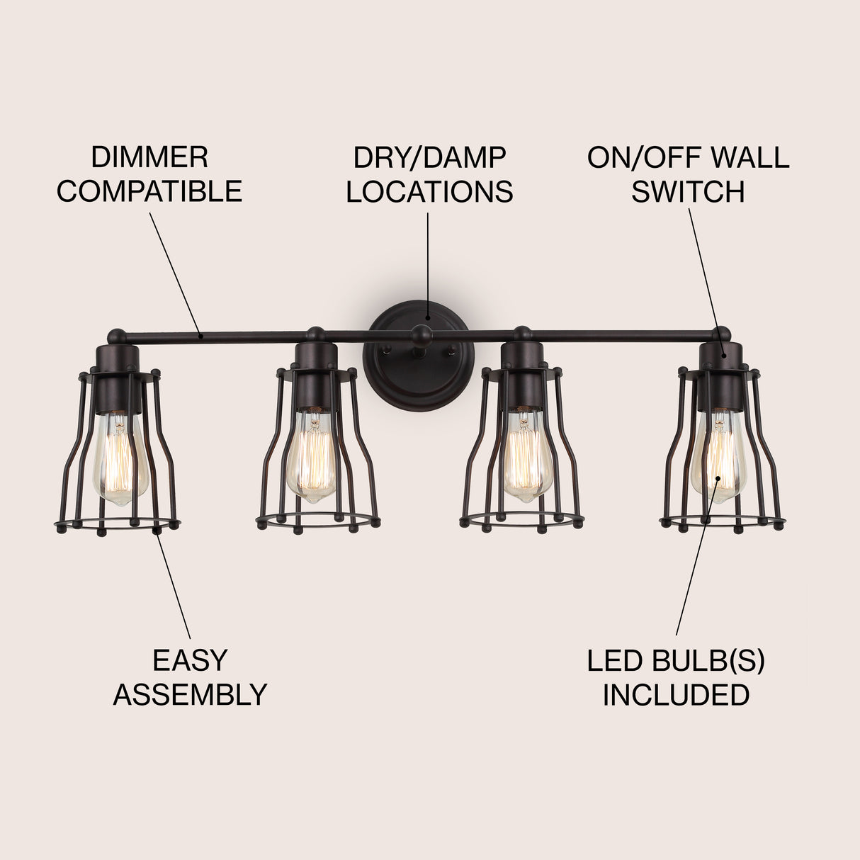 Florence 4-light Metal Vanity Light