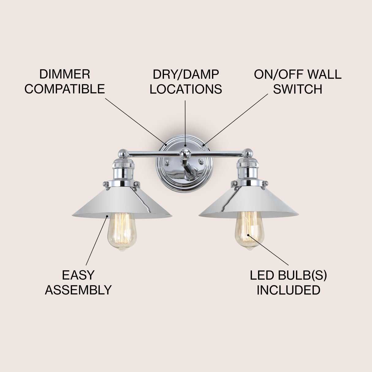 July 2-light Metal Vanity Light