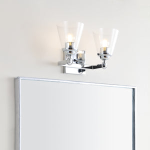 Marion 2-Light Hurricane Metal/Seeded Glass LED Vanity Light