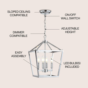 Pagoda 4-Bulb Lantern Metal LED Pendant