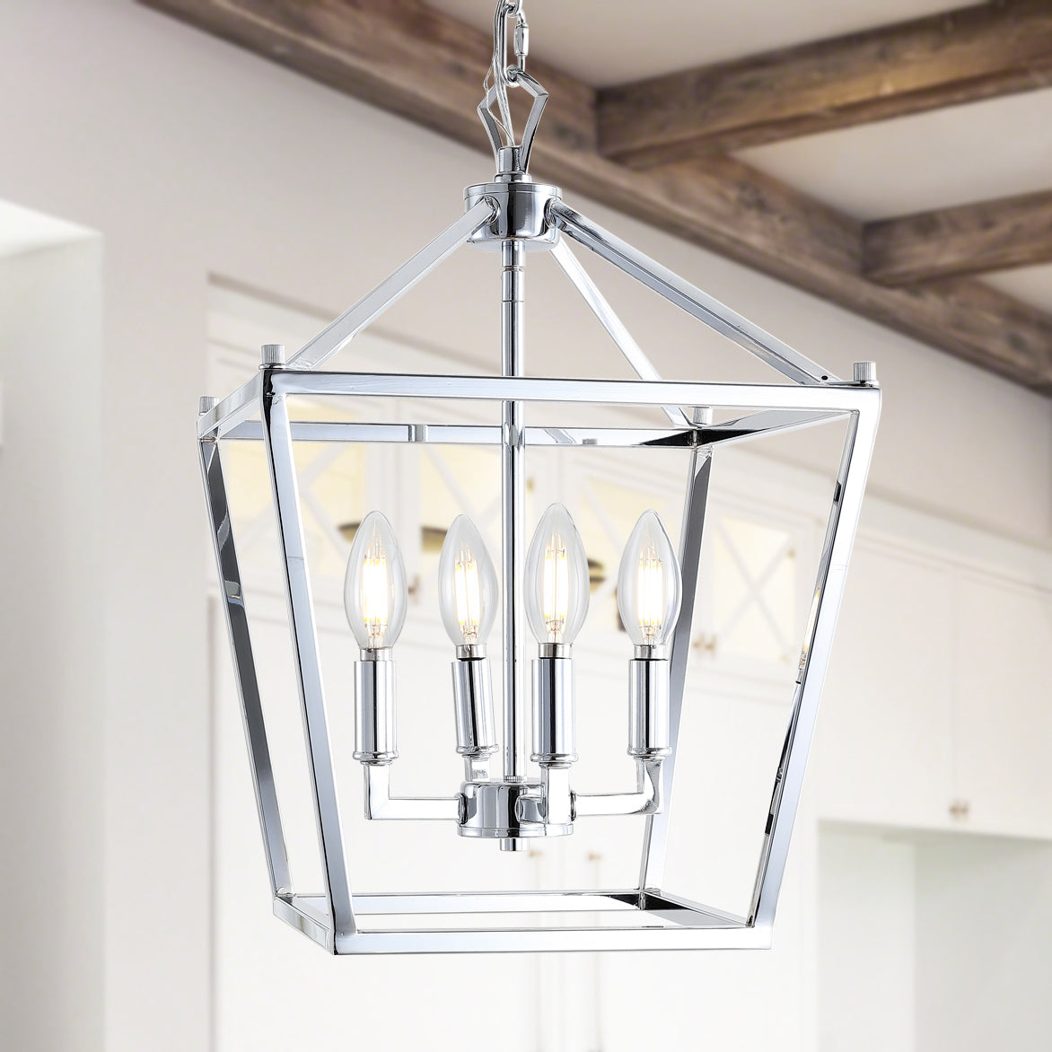 Pagoda 4-Bulb Lantern Metal LED Pendant