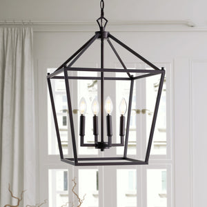 Pagoda 4-Bulb Lantern Metal LED Pendant