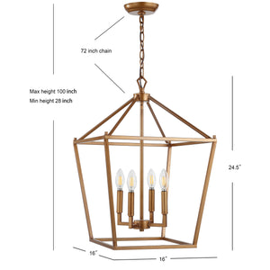 Pagoda 4-Bulb Lantern Metal LED Pendant