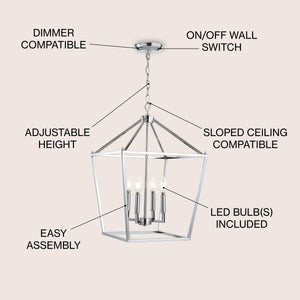 Pagoda 4-Bulb Lantern Metal LED Pendant