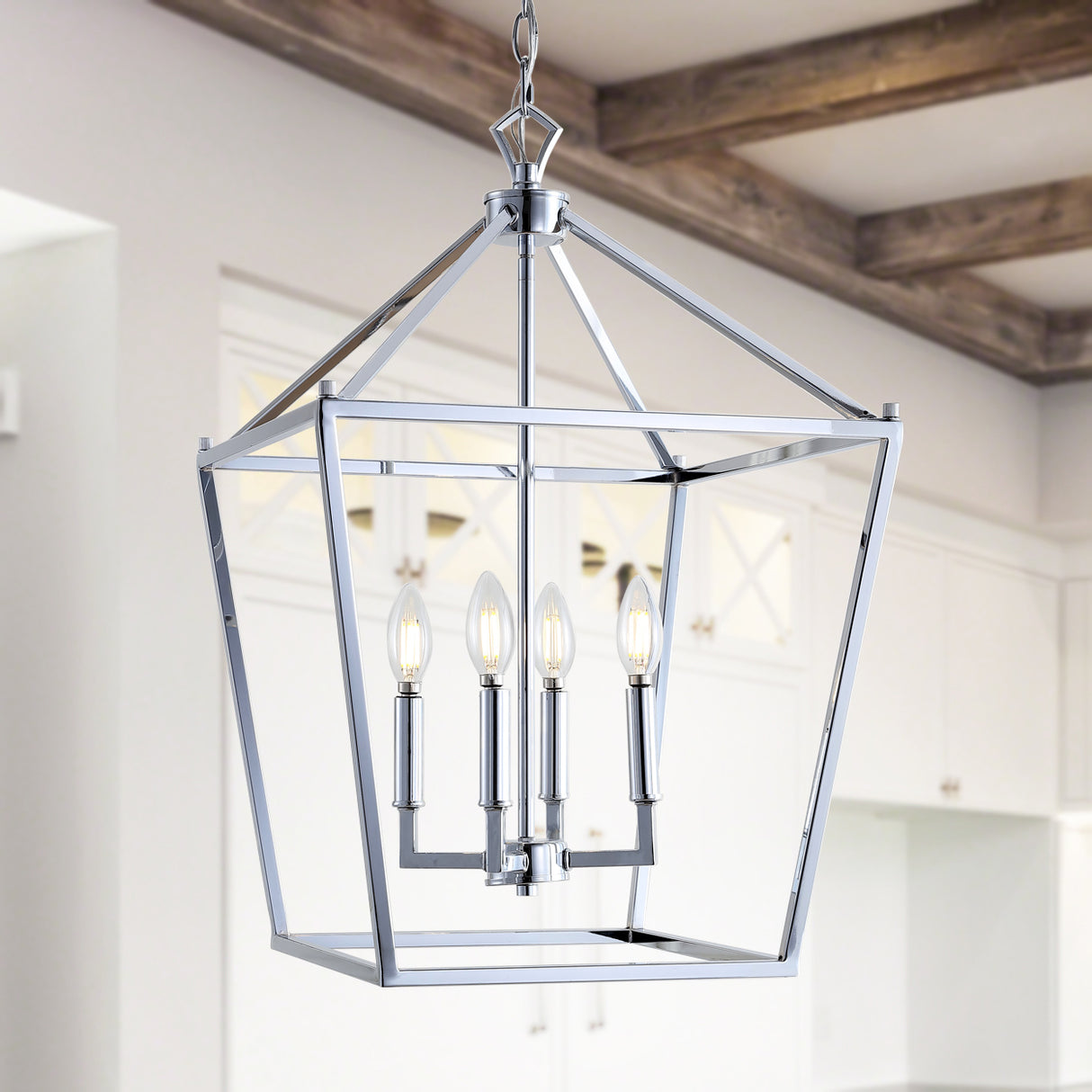 Pagoda 4-Bulb Lantern Metal LED Pendant