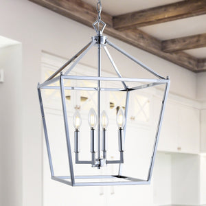 Pagoda 4-Bulb Lantern Metal LED Pendant