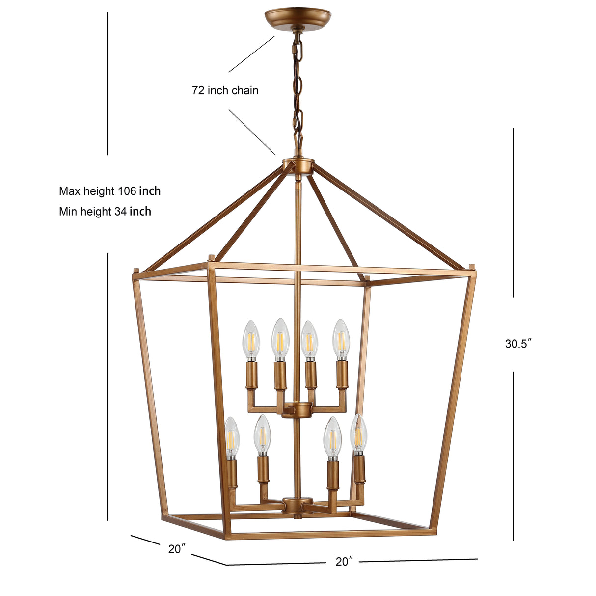 Pagoda 8-Bulb Lantern Metal LED Pendant