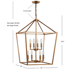 Pagoda 8-Bulb Lantern Metal LED Pendant