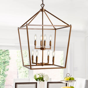 Pagoda 8-Bulb Lantern Metal LED Pendant