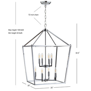 Pagoda 8-Bulb Lantern Metal LED Pendant