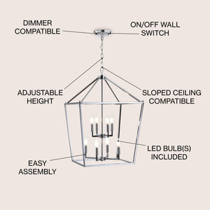Pagoda 8-Bulb Lantern Metal LED Pendant