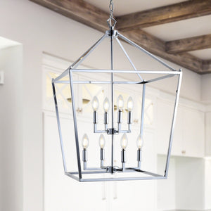 Pagoda 8-Bulb Lantern Metal LED Pendant