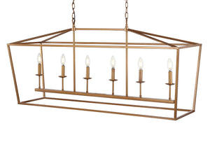 Pagoda Linear 6-Bulb Lantern Metal LED Pendant