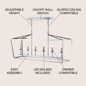 Pagoda Linear 6-Bulb Lantern Metal LED Pendant
