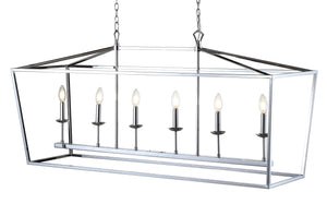 Pagoda Linear 6-Bulb Lantern Metal LED Pendant