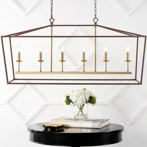 Pagoda Linear 6-Bulb Classic Traditional Metal LED Pendant