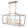 Pagoda Linear 6-Bulb Classic Traditional Metal LED Pendant
