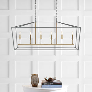 Pagoda Linear 6-Bulb Classic Traditional Metal LED Pendant