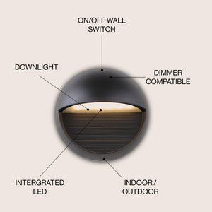 Orbe Outdoor Metal/Glass Integrated LED Wall Sconce