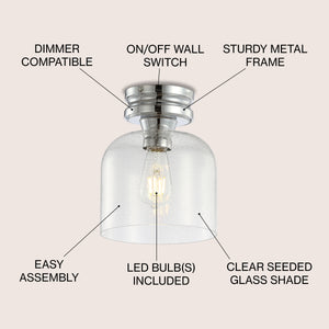 Domenic Metal/Seeded Glass LED Flush Mount