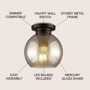 Atlas Metal/Glass LED Flush Mount