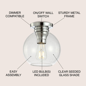 Atlas Metal/Seeded Glass LED Flush Mount
