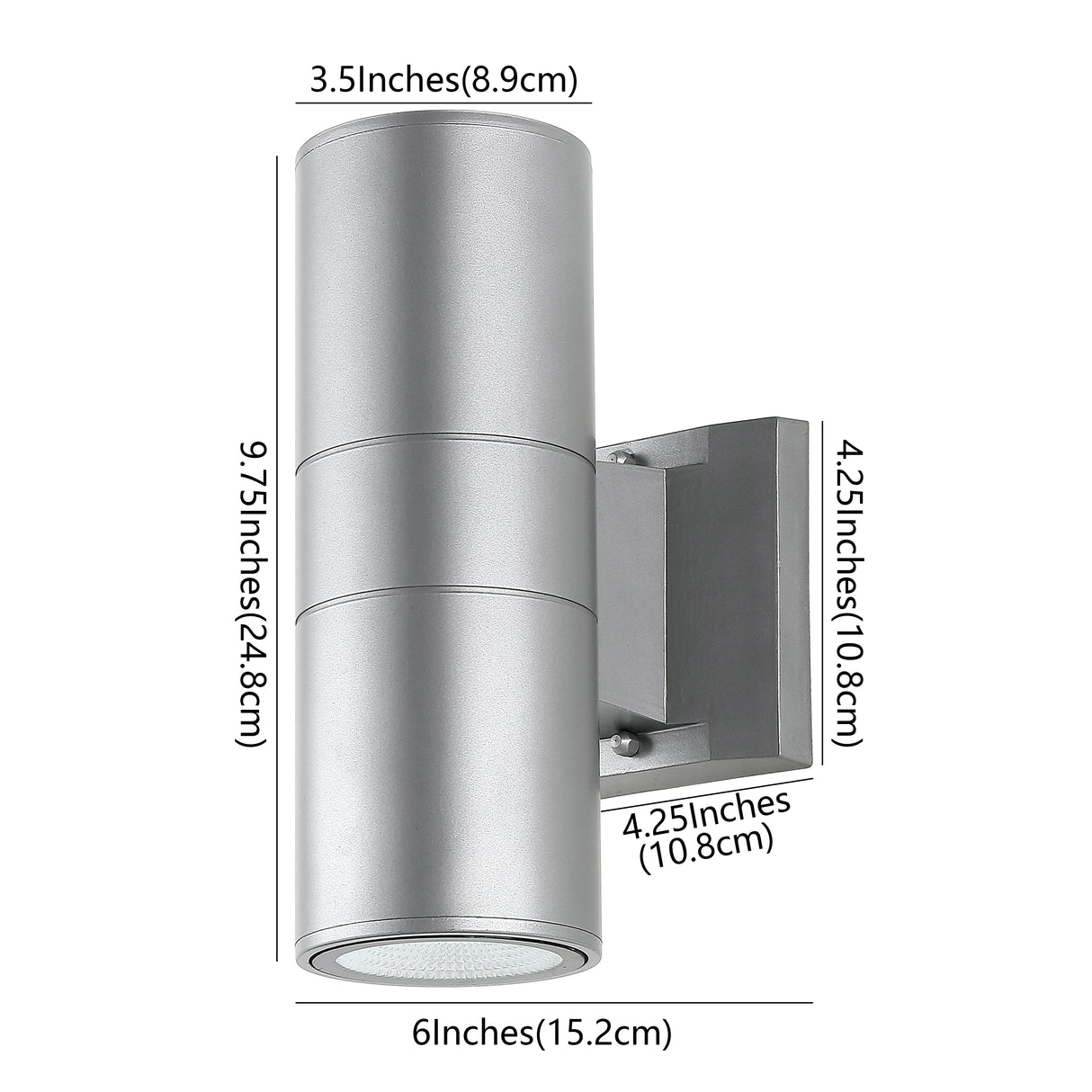 Duo 2-Light Modern Midcentury Cylinder Outdoor Metal/Glass Integrated LED Sconce with Uplight