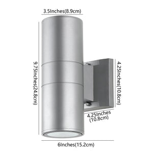 Duo 2-Light Modern Midcentury Cylinder Outdoor Metal/Glass Integrated LED Sconce with Uplight
