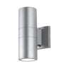 Duo 2-Light Modern Midcentury Cylinder Outdoor Metal/Glass Integrated LED Sconce with Uplight