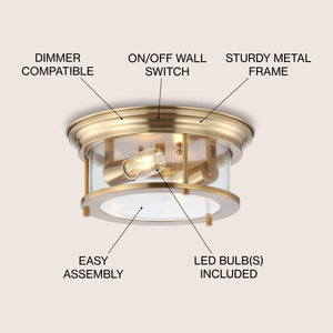 Lauren 2-Light Metal/Glass LED Flush Mount