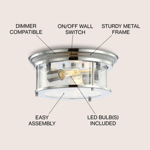 Lauren 2-Light Metal/Glass LED Flush Mount