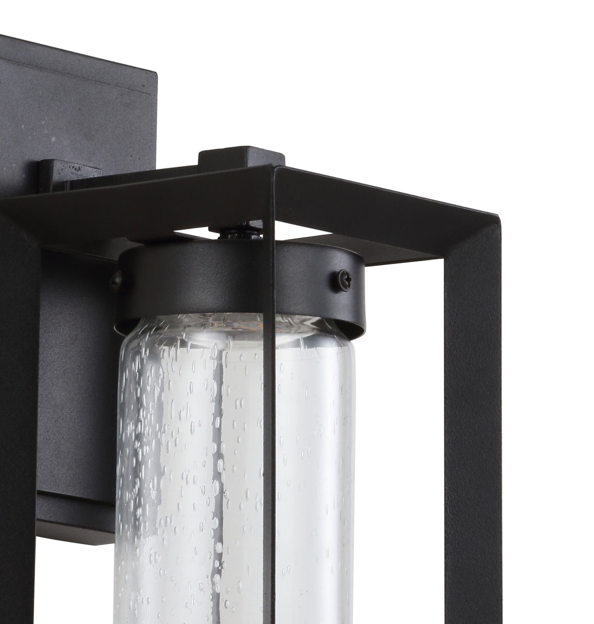 Nate Outdoor Modern Cube Seeded Glass/Metal Integrated LED Wall Sconce