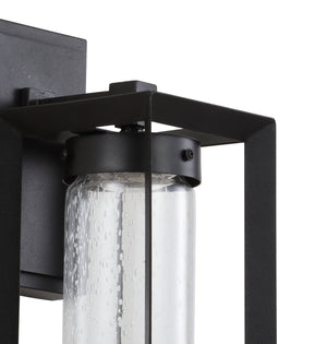 Nate Outdoor Modern Cube Seeded Glass/Metal Integrated LED Wall Sconce