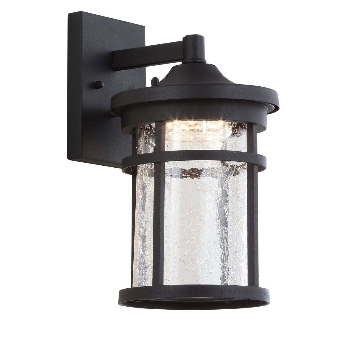 Campo-Outdoor-Wall-Lantern-Crackled-Glass/Metal-Integrated-LED-Wall-Sconce-Wall-Sconces