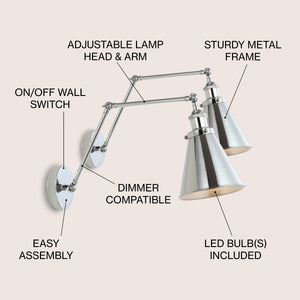 Rover Adjustable Classic Glam Arm Metal LED Wall Sconce