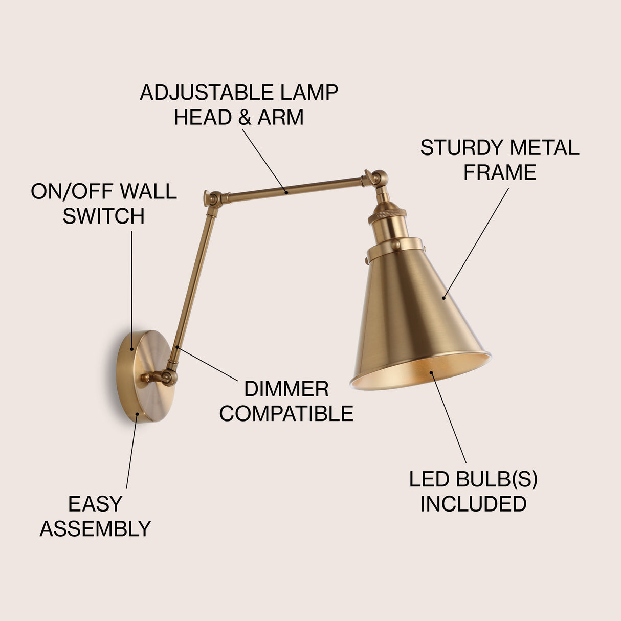 Rover Adjustable Arm Metal LED Wall Sconce