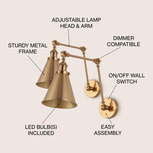 Rover Adjustable Classic Glam Arm Metal LED Wall Sconce