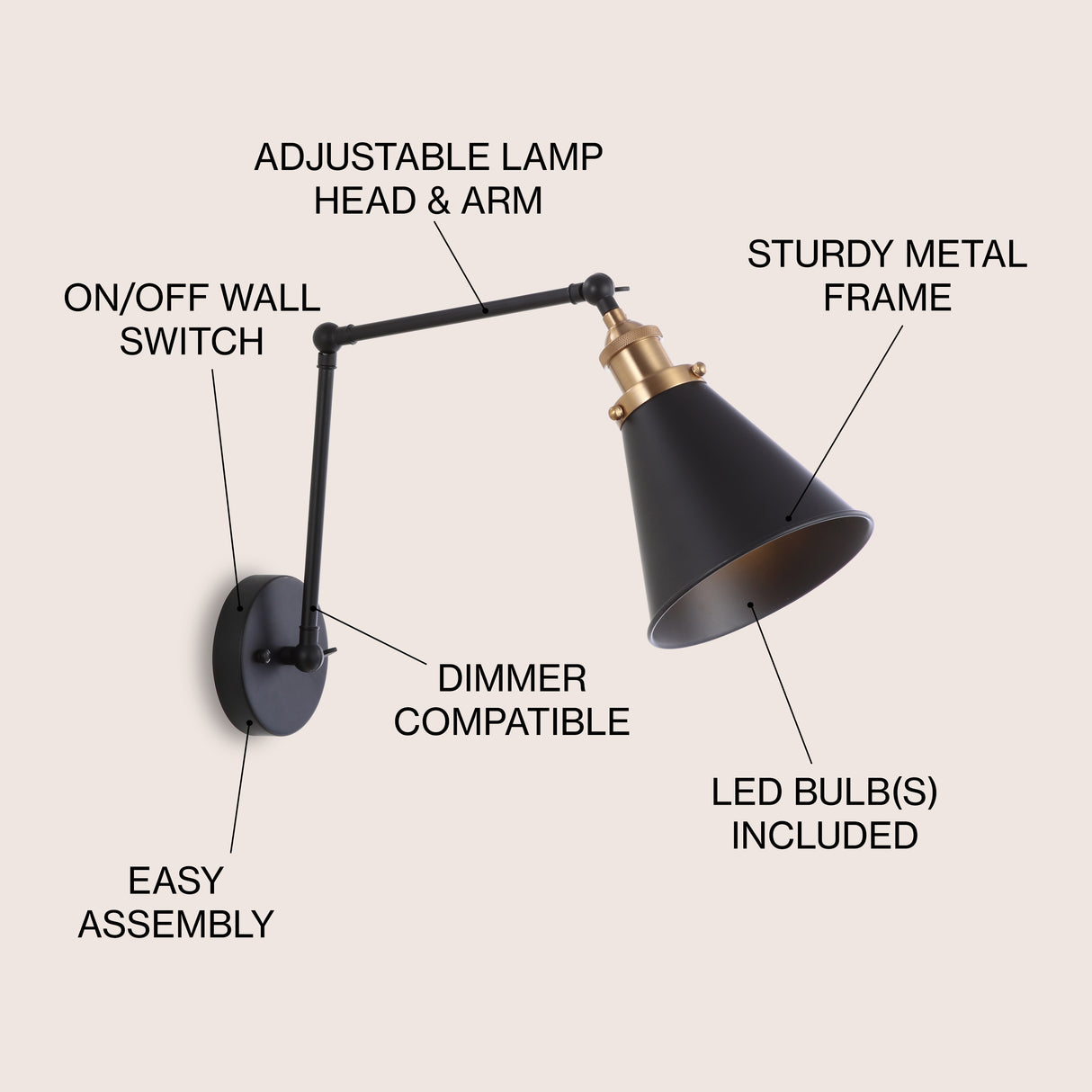 Rover Adjustable Arm Metal LED Wall Sconce