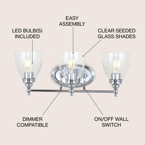 Marais 3-Light Metal/Glass LED Vanity